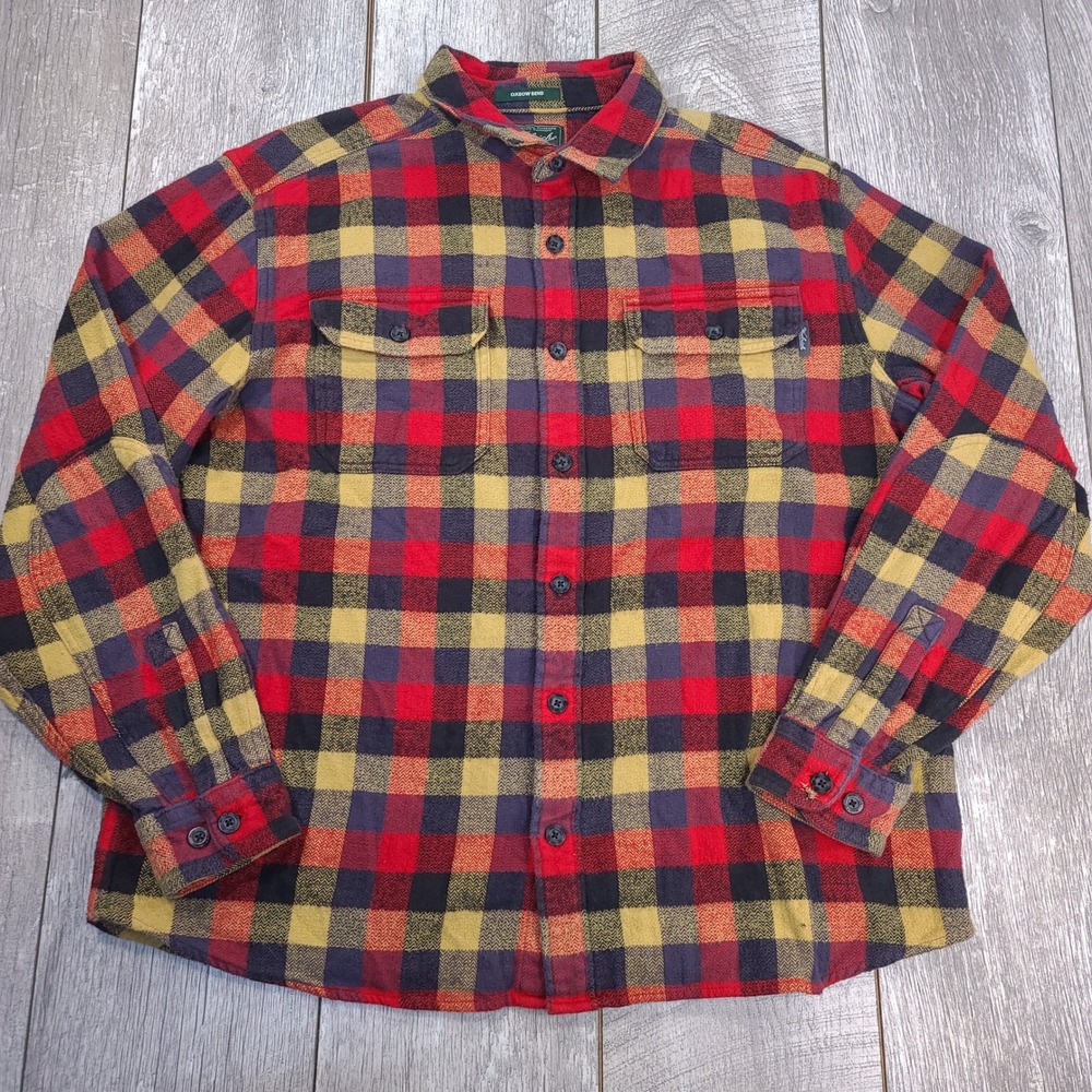 Woolrich Flannel Shirt Mens XL Red Plaid Oxbow Bend Heavyweight Cotton Button Up